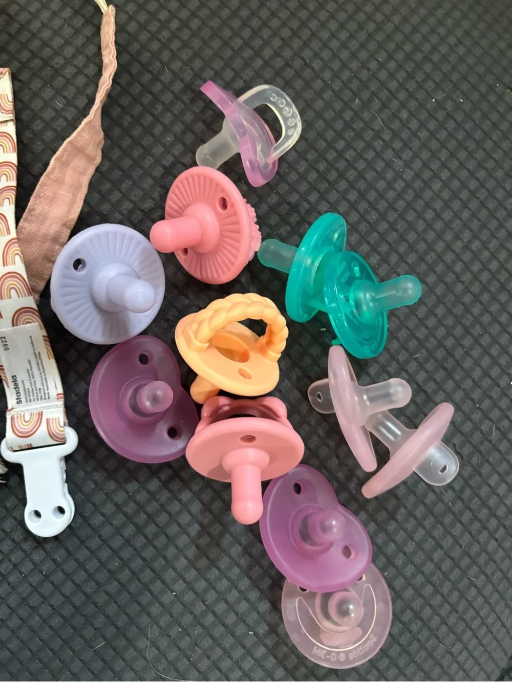 Varley Silicone Pacifier & Clip Set - Pink, Purple, Teal, Peach, Green